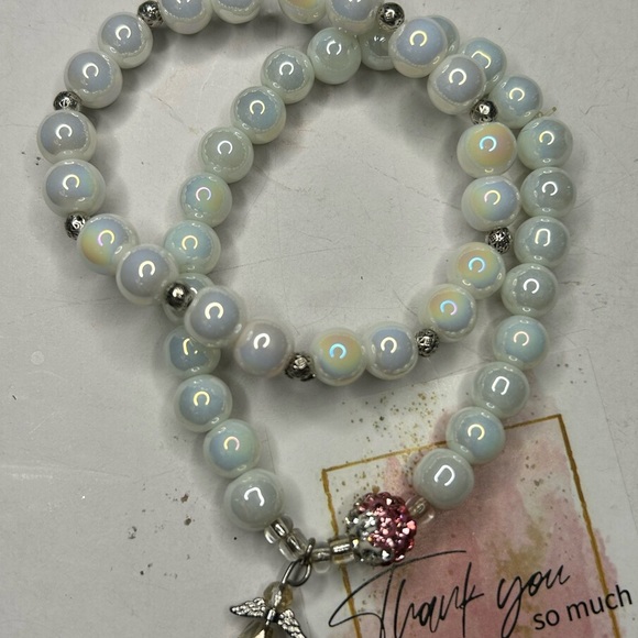 White Opalite Angel Charm Bracelet - Picture 3 of 5